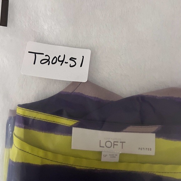 Ann Taylor Loft Shirt Womens Petite Small PS Multicolor Striped Short Sleeve - Picture 7 of 7